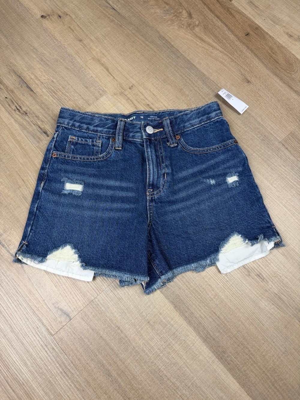 Old Navy Girl’s High-Rise Built-In Tough Distressed Denim Cutoff Shorts. Size 10